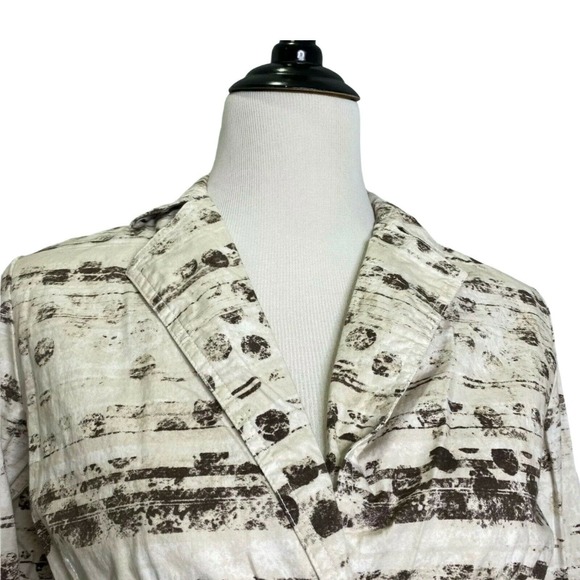 Chico's Women's Blazer Jacket Boho Cream Brown Long Sleeve Floral Pockets Sz 0 - Picture 3 of 5